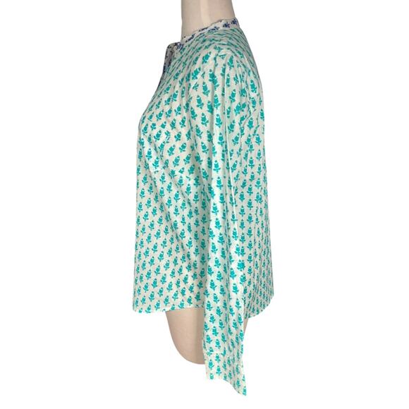 J.Crew Green and Blue Print Cotton Button-Down Blouse Women’s Size 6 Vintage - Picture 3 of 10